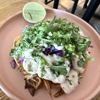 Oyster tinga tostada   at Rascal's in Santa Barbara