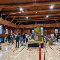 inside Native Sons Hall, December 2020 at Comox Valley Farmers' Market in Courtenay