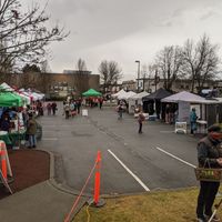 outdoor booths at Native Sons Hall (December 2020) at Comox Valley Farmers' Market in Courtenay