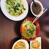 Marinated cucumbers and hot & sour soup   at Beijing Noodle in Fort Collins