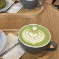 Matcha latte and Sesame lattee  at Graines du Jour in Paris