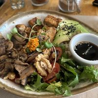 Vegan rice bowl with tofu  at Organic Jungle in Gran Canaria