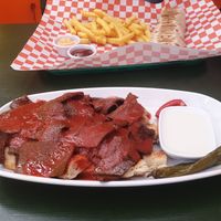 İskender kebap and chickpea roll at Junk Vegan in Ankara