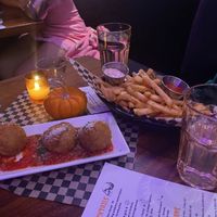 Fried Mac & Cheese Balls with Luchador Fries  at Monster Vegan in Philadelphia