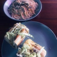 Cheesesteak and Alfredo   at Monster Vegan in Philadelphia