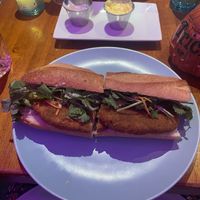 Banh mi (and in the back is the truffle pasta)   at Monster Vegan in Philadelphia