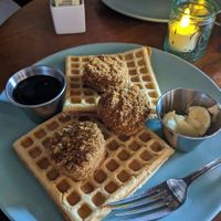 Chickn and waffles at Monster Vegan in Philadelphia