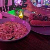 Truffle Alfredo and General Tso's at Monster Vegan in Philadelphia