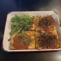 Pepperoni and classic margarita   at Four Side Vegan Pizza in Manchester