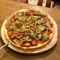 Gluten-free Tikka masala  pizza (pretty good!) at Carrots The Vegan Kitchen in Bangkok