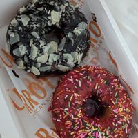 Chocolate Almond 🍫 and Strawberry 🍓 Donuts at Carrots The Vegan Kitchen in Bangkok