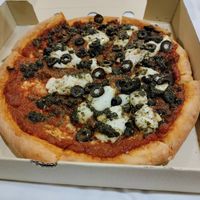 Spicy chorizo pizza (the chorizo was more like a pesto) at Carrots The Vegan Kitchen in Bangkok