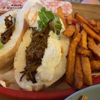 Sandwich and sweet potato friess  at Carrots The Vegan Kitchen in Bangkok