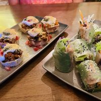 Sweet potatoes baskets and spring rolls   at Carrots The Vegan Kitchen in Bangkok