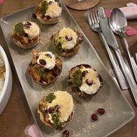 Very tasty lndian starter with sweet potato filling  at Carrots The Vegan Kitchen in Bangkok