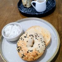 Sesame bagel with cashew cream cheese at Carrots The Vegan Kitchen in Bangkok