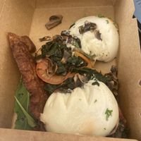 Poached eggs deliveryed  at Carrots The Vegan Kitchen in Bangkok