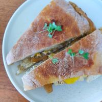 Mushrooms and Truffle Toastie with PB cheese - close up at Guyala Cafe in Cairns