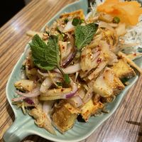 Bamboo and fried tofu in sour spicy sauce   at Shimiran Thai Food Cafe in Tokyo