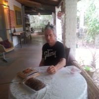 This view is one of the tables, on the side porch.  There are also tables on a much larger back porch. at Magias da Terra in Natal