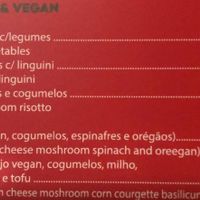 vegetarian and vegan menu at Napoli in Lisbon