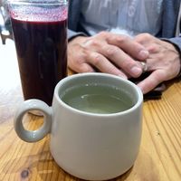 Antioxidant juice and Japanese tea  at La Dame au Cerf in Nice