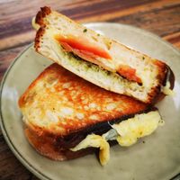 Caprese Toastie (vegan option) at Garden Eats in Dwellingup