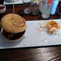 Vegan burger served with coleslaw at The Huggy's Bar - Namur in Namur