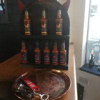 Hot sauces at Seitan's Corner in Bristol