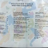 Food menu at Seafaring Fools in Glenelg