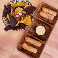 Nachos y tequeños veganos   at Chiwawa Cantina in Gran Canaria