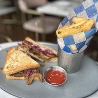 Pastrami with Garlic Fries   at Willow Vegan Bistro in New York City