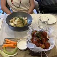 Cauliflower wings and cacio e pepe   at Willow Vegan Bistro in New York City