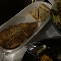 Chicken and bread that come with the Cobb salad  at Willow Vegan Bistro in New York City