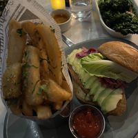 Crispy “chicken” sandwich was seasoned with water and air, that’s it!  at Willow Vegan Bistro in New York City