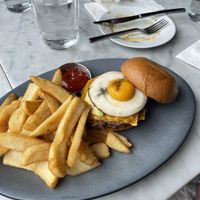 burger with sunny side up egg  at Willow Vegan Bistro in New York City