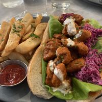 Nashville hot chick’n sandwich   at Willow Vegan Bistro in New York City