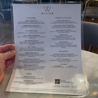 Menu 11/16/23  at Willow Vegan Bistro in New York City
