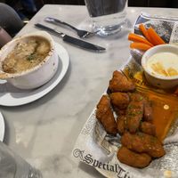 Wings and French onion soup   at Willow Vegan Bistro in New York City