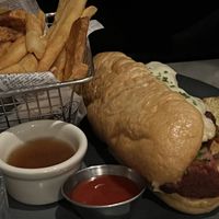 A sandwich & fries   at Willow Vegan Bistro in New York City