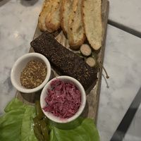 “Pastrami board” — that’s Chunk steak   at Willow Vegan Bistro in New York City