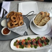 Onionrings and salmon crudo    at Willow Vegan Bistro in New York City