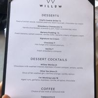 Dessert menu   at Willow Vegan Bistro in New York City