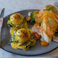 eggs Florentine at Willow Vegan Bistro in New York City