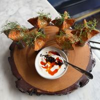 Cream cheese ragoons  at Willow Vegan Bistro in New York City