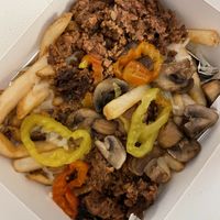 Vegan poutine! Gravy provided on the side so the fries didn’t get soggy  at Fionn's in Winnipeg