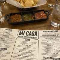 Complimentary chips with three types of salsas  at Mi Casa in Breckenridge