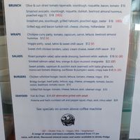 Lunch menu, vegan options marked V at Bridgewater Bay Cafe in Cape Bridgewater