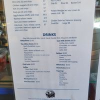 Drinks menu at Bridgewater Bay Cafe in Cape Bridgewater