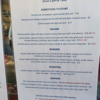 Dinner menu, vegan options marked V at Bridgewater Bay Cafe in Cape Bridgewater